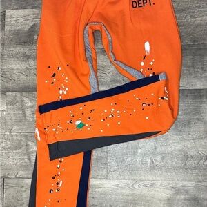 Kids Orange Paint-Splatter Jogger Pants